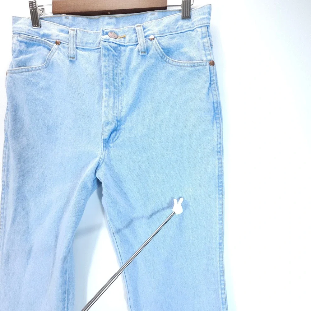 Wrangler 936GBH Men 32x36 Light Wash Slim Fit Western Cowboy Jeans Vintage Style